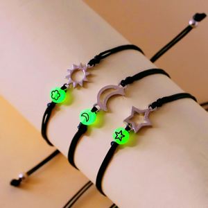 3Pcs/set Bohemian Simple Handmade Knitting Sun Moon Adjustable Luminous Charm Bracelet Lovers <b>Best</b> <b>Friend</b> BFF Gift Gold/Silver - Product Image 1