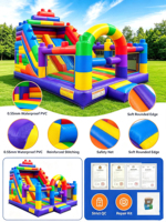 Structure gonflable commerciale avec toboggan et parcours d'obstacles, centre de jeux pour enfants, pour parcs d'attractions intérieurs et extérieurs