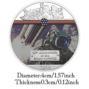 50-летие высадки на Луну 2019 памятная монета коллекционный подарок Аполло 11 Серебристая монета - Product Image 3