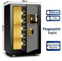 Caja de seguridad biométrica grande de 60cm con huella dactilar, caja de seguridad antirrobo con contraseña Digital, gabinete de seguridad con llave, almacenamiento de documentos montable en pared
