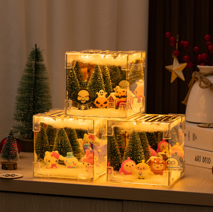 Capodanno decorazione da tavola per la casa in PVC natale cubo magico notte luce nevica Santa decorazione per feste - Product Image 6