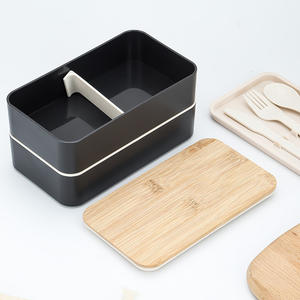 Lonchera Bento <span class=keywords><strong>de</strong></span> Madera <span class=keywords><strong>de</strong></span> Doble Capa con Tapa y Correa para Niños y Adultos - Product Image 4