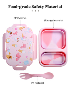 Tùy chỉnh ráp trẻ em ăn trưa hộp BPA free vật liệu Silicone <span class=keywords><strong>container</strong></span> thực phẩm leakproof trường Bento Hộp Ăn Trưa - Product Image 5