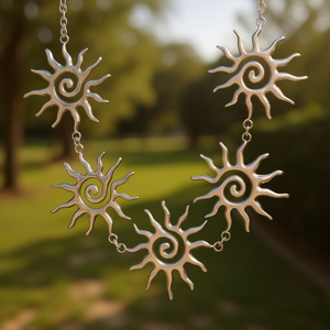 Collar con Colgante de Sol Amy Amy, Chapado en Plata, Estilo Bohemia, Joyería de Moda para Mujer, para Fiestas y Uso Diario, Cadena de Eslabones - Product Image 2