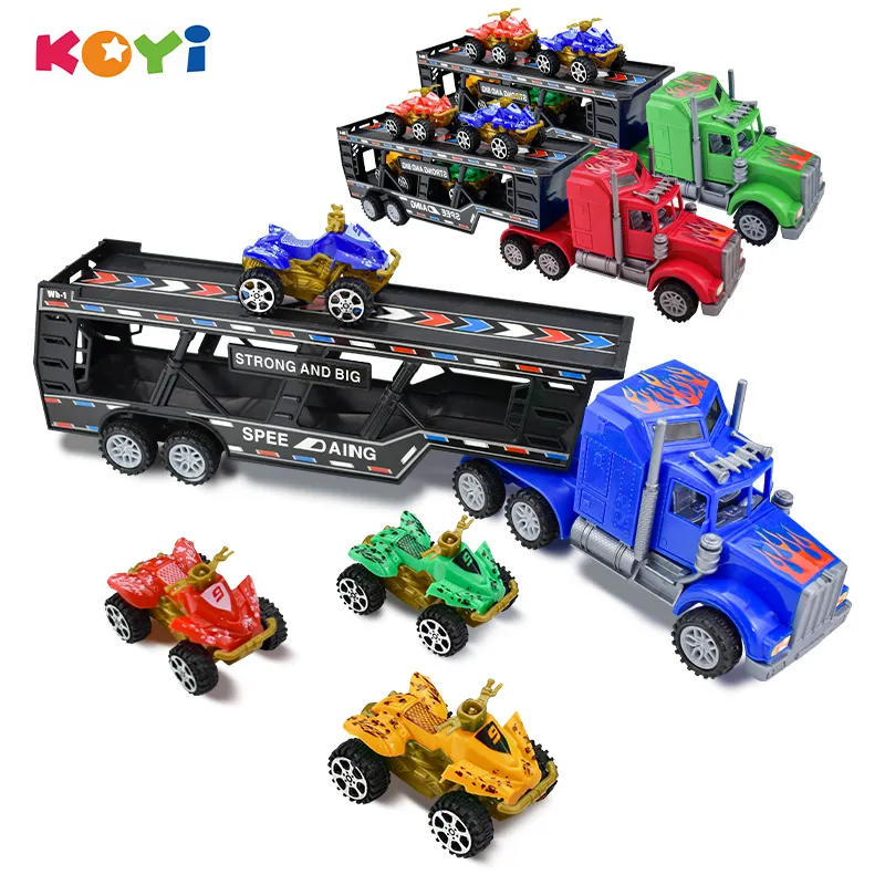 Meilleure vente Remorque de transport à deux étages Ttruck Boy Voiture jouet pour enfants Véhicules jouets à friction d'ingénierie pour enfants