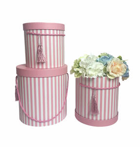 Cappello rotondo di alta qualità scatola di fiori scatole da regalo fiorista scatola cilindrica portatile nappa che abbraccia fiore tre pezzi kit secchio - Product Image 6