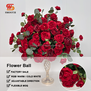 SMOOTH Factory Hecho a mano Arreglo de flores de rosas rojas Centros de mesa artificiales Boda Fiesta Evento Decoración Bola de flores - Product Image 2