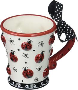 Ladybug น่ารัก 10 oz แก้วกาแฟ/ถ้วย Dotted Bow ของขวัญที่ยอดเยี่ยมสำหรับ Lady <span class=keywords><strong>Bug</strong></span> Lovers - Product Image 1