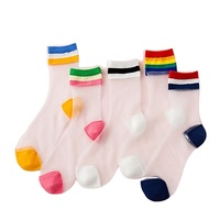 Chaussettes courtes en maille arc-en-ciel jetables RIHO OEM, en coton peigné respirant, à rayures, pour usage quotidien, printemps, décontractées, tricotées – Grande Vente