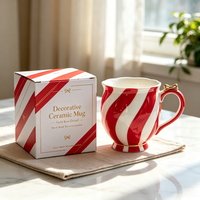 Vente en gros de pots en céramique personnalisés avec logo, pot à biscuits en porcelaine à rayures spirales rouges, décoration moderne de cuisine, récipient de stockage alimentaire