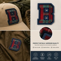Patchs brodés en gros, patchs thermocollants pour vêtements, lettres alphabétiques avec motif Gingham