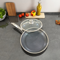 Ensemble de casseroles et poêles antiadhésives en acier inoxydable 304 triple couche, motif nid d'abeille gravé des deux côtés, pour cuisinière à induction et gaz