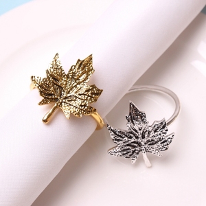 Luxus-Stil Einzigartiges Design Geschirr Dekoration <span class=keywords><strong>Gold</strong></span> Metall Servietten ring Hochzeits feier Silberblatt Form Servietten ring - Product Image 6