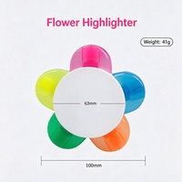 Cadeau promotionnel, logo personnalisé, surligneur à pétales de fleurs 5 en 1, marqueur fluorescent multicolore mignon pour la papeterie des étudiants