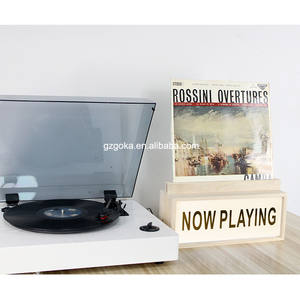 Étagère à disques de haute qualité, rangement de bureau, panneau lumineux en bois fabriqué à la main, affichage d'albums de disques vinyles - Product Image 5