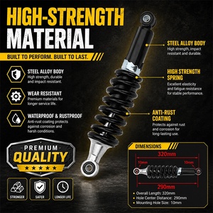 Amortisseur arrière réglable de 290 mm, suspension à amortissement, ressort de 10 mm pour accessoires de moto tout-terrain de 50, 125 et 150 cm³ - Product Image 2