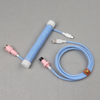 Teclado mecánico de doble manga PET en forma de Z al por mayor, cable estándar USB 2,0 tipo C en espiral con aviador GX16