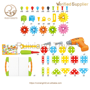 4 In 1 fai da te giochi educativi di Puzzle stelo giocattoli Set di strumenti giocattoli per bambini con Pegboard giocattolo trapano a bottone a vite kit di strumenti - Product Image 5