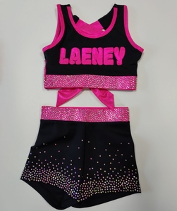 Uniforme de Animadora de Canadá y Australia <span class=keywords><strong>para</strong></span> <span class=keywords><strong>Niñas</strong></span>, Top Corto Rosa y Pantalones Cortos, Ropa Deportiva - Product Image 1