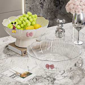 Elegant High-legged Fruit Plate <b>Plastic</b> Solid Color Decorative Coffee <b>Table</b> Candy Dish Snack Bowl Living Room Use - Product Image 4