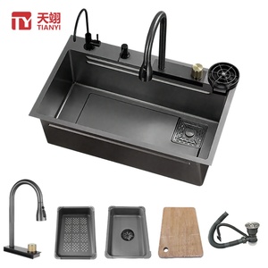 อ่างล้างจานสแตนเลสแบบมัลติฟังก์ชั่นพร้อมที่วางมีดแบบดึงออกได้ - Product Image 1