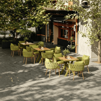 Ensemble de chaises de salle à manger en tissu tressé pour l'extérieur, table et chaises de patio commerciales pour café, bistrot, hôtel, jardin