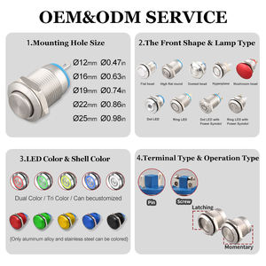 Botão de Parada de Emergência Metálico à Prova d'Água IP67 em Latão/Aço Inoxidável para Segurança Industrial (Botão E-Stop) - Product Image 2