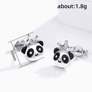 Orecchini a Perno Classici Panda Bianco e Nero per Donne, Accessori per Orecchie con Animali Cartoon, Regalo Quotidiano - Product Image 5