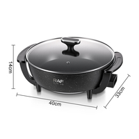 Olla Eléctrica RAF R.5442 de 8.0L y 1350W con Revestimiento Antiadherente, Control con Perilla, Fácil de Limpiar, Alta Capacidad, Calentamiento Rápido y Uniforme, 220V