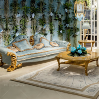 Luxueux canapé italien fait à la main Royal sculpté bois Design Table basse meubles de salon ensembles de canapés sectionnels