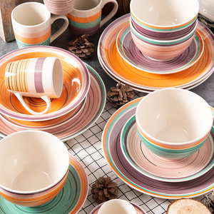 Bán Hàng Tốt Nhất New Design Plate Nhà Hàng, Đầy Màu Sắc Hand Painted Vòng Tàu Gốm Nhà Hàng Tấm - Product Image 1