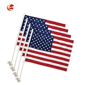 American Car Flag USA Car Flag & Flagpole for Car, Truck, Boat and Vehicle with American Flag (Set of 1)