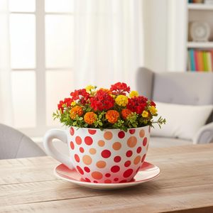 Pot Tanaman Keramik Warna Oranye Matte 7,5 inci dengan Tatakan, Ideal untuk Tanaman Rumah, Bunga, dan Sukulen - Product Image 4