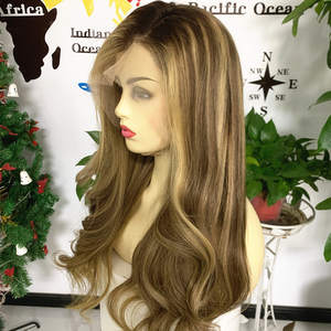 100% cabello humano de alta calidad 180% densidad cabello completo transparente encaje frontal pelucas Color claro Rubio <span class=keywords><strong>Ombre</strong></span> Color ondulado pelucas de estilo - Product Image 2