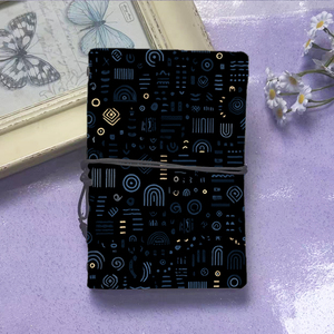 Cuaderno A6 de estilo vintage hecho a mano, carpeta de metal de 80 hojas para profesionales que trabajan con círculos, líneas, arcos y cuadrados Patt - Product Image 2
