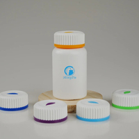 Bouteille ronde en PEHD avec bouchon texturé à double couche pour produits pharmaceutiques, compléments alimentaires, emballage alimentaire, conteneur en plastique blanc de 150 ml