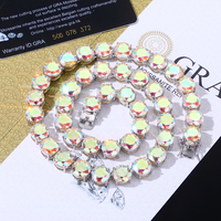 OUGEPHELI Parure de bijoux en argent sterling 925 avec moissanite, collier tennis effet feu arc-en-ciel VVS1 et boucles d'oreilles clous étincelantes pour femme