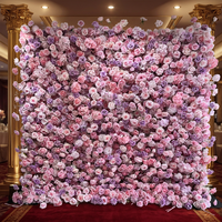 Décoration de mariage de luxe SPR, panneau mural de fleurs artificielles en soie 7D, roses violettes et roses, fait main, vente en gros