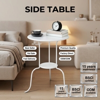 Table basse contemporaine à double niveau en métal avec structure en métal thermolaqué, design moderne pour salon, meubles de maison