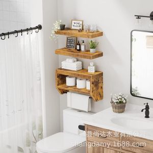 Wooden bathroom <b>wall</b>-mounted toilet paper storage <b>floating</b> wooden <b>shelf</b> for home cabinet storage - Product Image 3