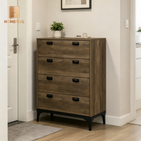 Commode compacte élégante à roulettes, mini commode moderne pour chambre à coucher, petit appartement, avec bois robuste