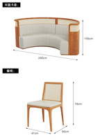 Canapé d'angle semi-circulaire en rotin et bois massif traditionnel, table et chaise de restaurant modernes pour la cuisine