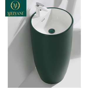 Lavabo a Colonna Moderno Monoblocco Forma Rotonda Lavandini <span class=keywords><strong>da</strong></span> Bagno Colorati Facili <span class=keywords><strong>da</strong></span> Pulire Lavabo Autoportante - Product Image 2