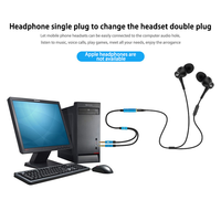 Adaptador de teléfono de lujo de 30cm y 3,5mm, Cable de Audio 2 en 1 Jack, Cable divisor macho a 1 hembra para PC, ordenador, Cable de enchufe auxiliar estéreo