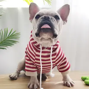Hoodie OEM/ODM Spring Autumn Striped Dog Clothing Apparel Male And Female Kitten Hoodie With Hats Family Clothes For Dogs Cats