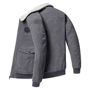 Jaqueta de lã inverno plus size personalizada, casaco e jaqueta em veludo para homens, casual, em branco
