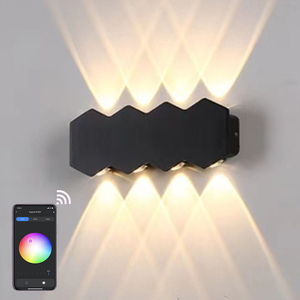 LED Smart APP Control Outdoor <b>Wall</b> <b>Sconce</b> Black Waterproof IP65 RGBW Adjustable <b>Wall</b> <b>Light</b> Lamp for Garden Easy Installation - Product Image 1