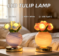 Lampe de chevet en verre en forme de tulipe, lampe de table décorative, lumière d'ambiance pour chambre à coucher