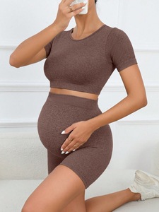 ชุดบอดี้สูทสำหรับสตรีมีครรภ์เสื้อแขนสั้นใส่สบายแห้งเร็วผ้ายืด - Product Image 5