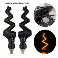 Clignotant LED universel pour moto YD, forme éclair, séquentiel, ambre, lentille fumée, fixation par boulons, col en caoutchouc